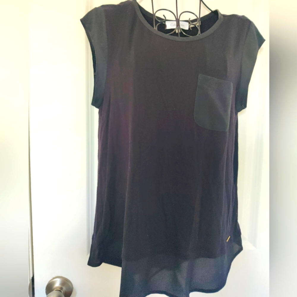Calvin Klein Black Cap Sleeve Pocket Shirt